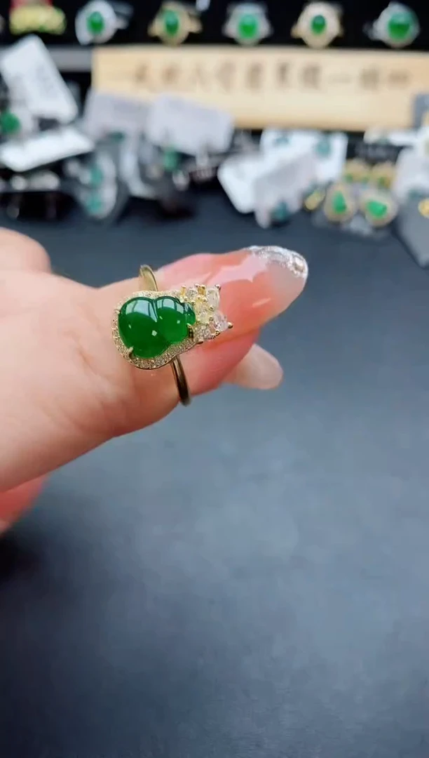 银S925镶嵌戒指翡翠1