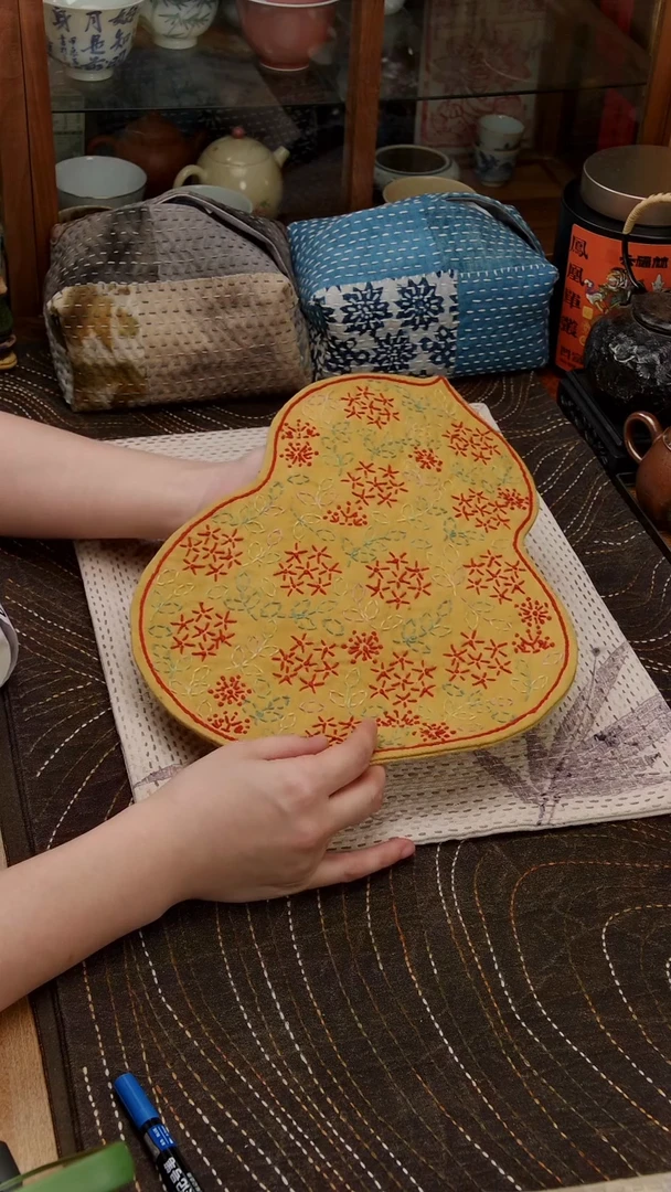 紫砂其他Cici手作刺子绣茶席-008