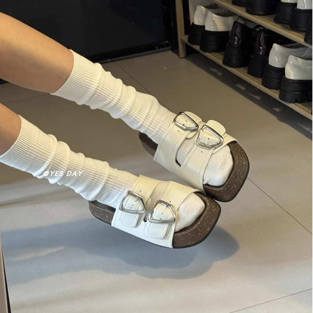 千禧银色百搭爆款厚底拖鞋外穿增高显瘦小众沙滩复古罗马鞋