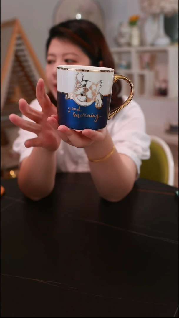 ·金狗蓝色法斗杯不带盖勺E863