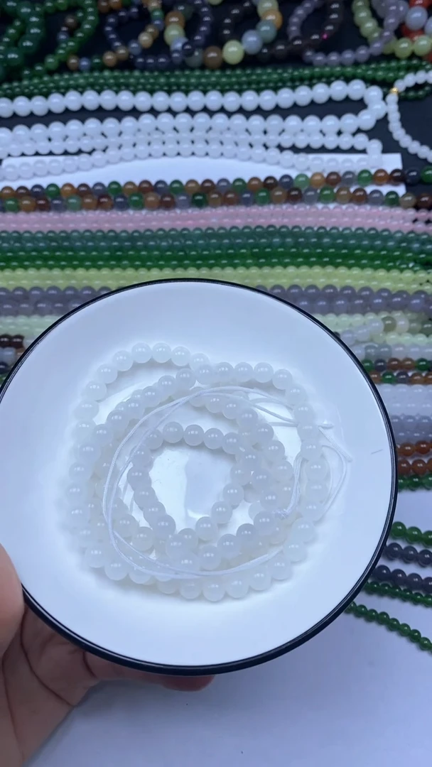 颈饰未镶嵌和田玉雪欣散珠定制diy