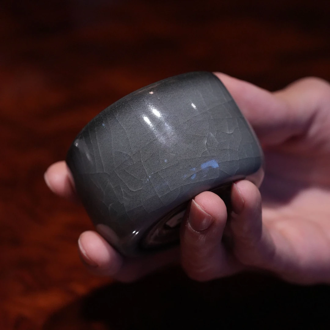陈卫武黑美人陶瓷柴烧杯纯手工扳指杯主人杯