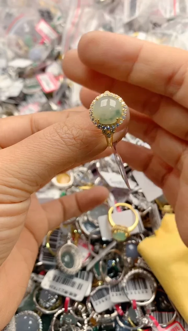 银S925镶嵌戒指翡翠555                9