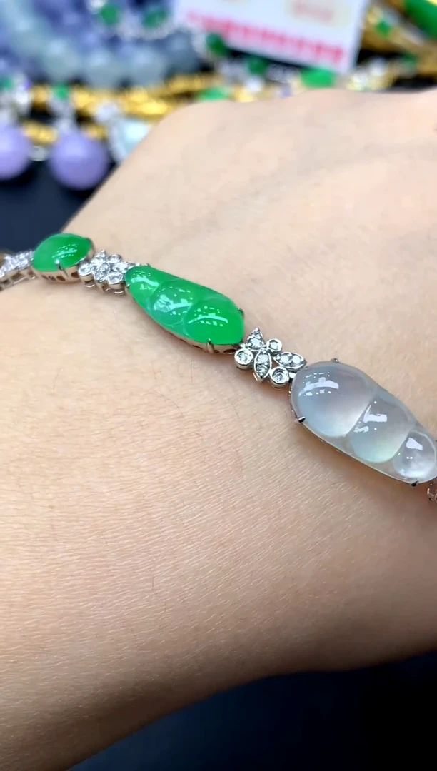 18K金镶嵌手链翡翠113-中国好珍宝