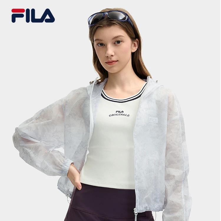 FILA 斐乐官方女士梭织外套2025夏新款时尚休闲宽松轻薄连帽上衣