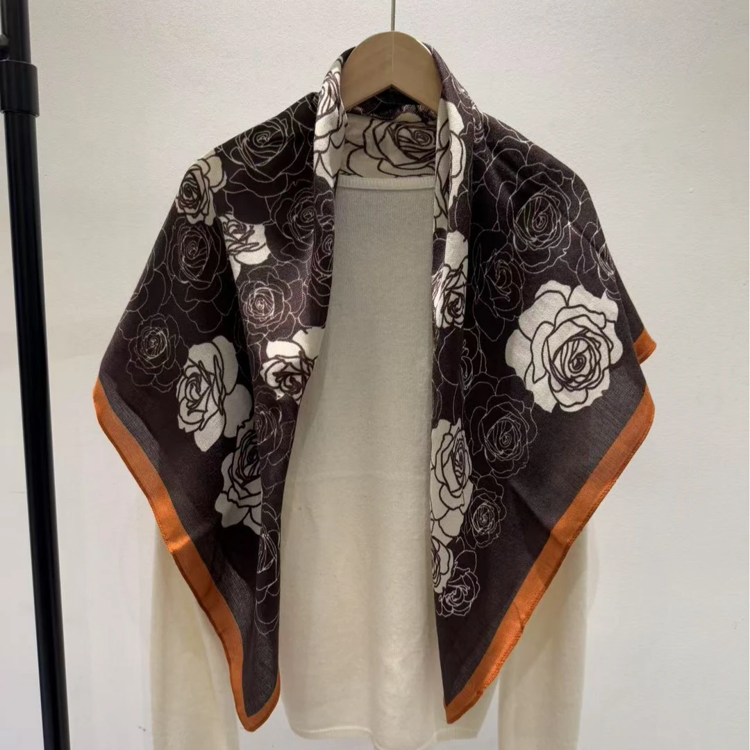 （橘边山茶）新款方巾85*85左右围巾