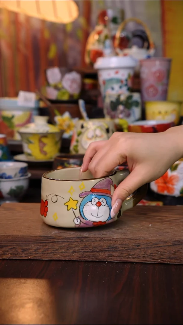 杯子陶泥垚手作 景德镇手工手绘陶瓷器物