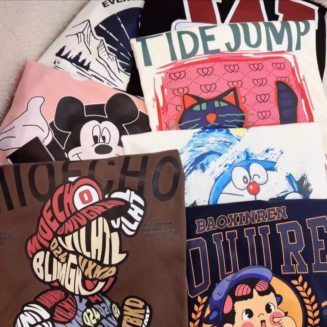 潮牌夏季纯棉宽松短袖男女同款圆领T恤