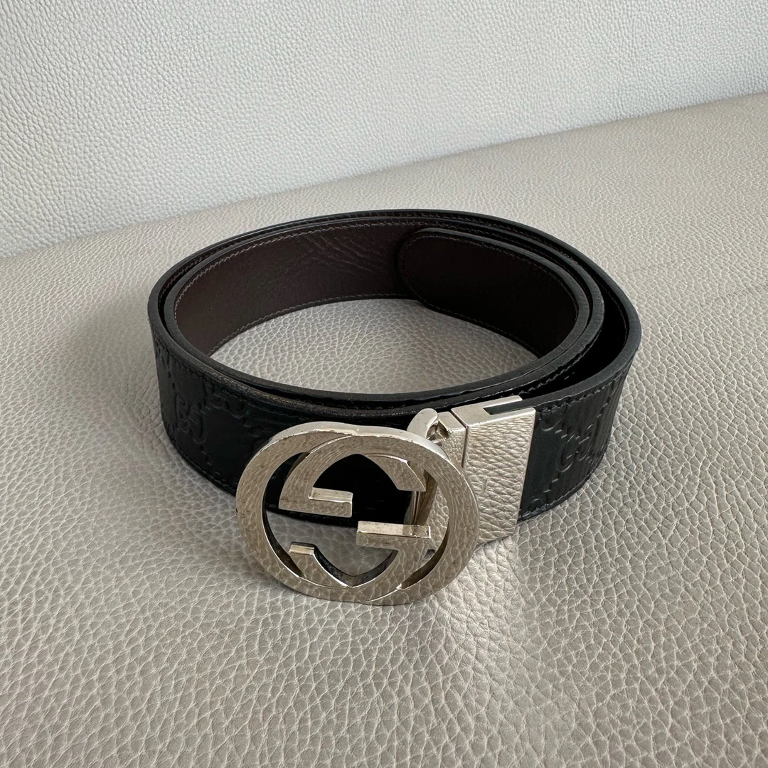 95新 GUCCI/古驰  Gucci/古驰 老花双G腰带 90码HS05600