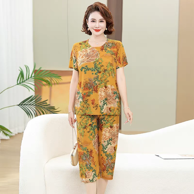 中老年女装送给妈妈夏天的衣服中老年宽松睡衣妈妈装薄款女装