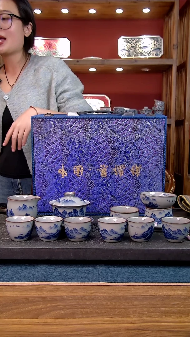 X*Q1套礼盒，4套简装 老陶泥开片纹陶瓷茶具