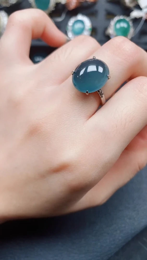 银S925镶嵌戒指翡翠翡翠