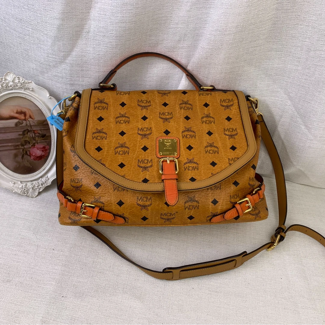 95新 MCM 干邑色手提斜挎包/ZH11615036/5036
