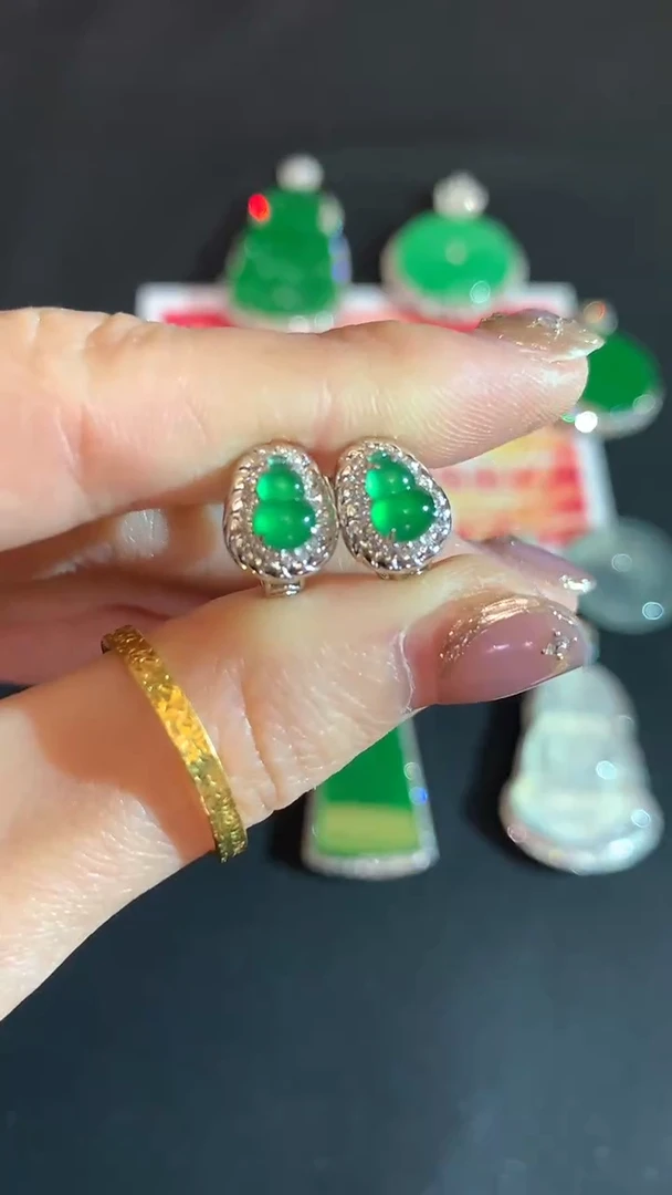 【闪购商品】翡翠18K金镶嵌耳饰耳饰不退不换|3800+0