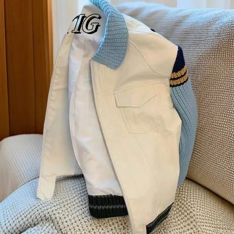 NYIG拼色夹克外套男秋季新款时尚显瘦别致设计感复古百搭洋气上衣