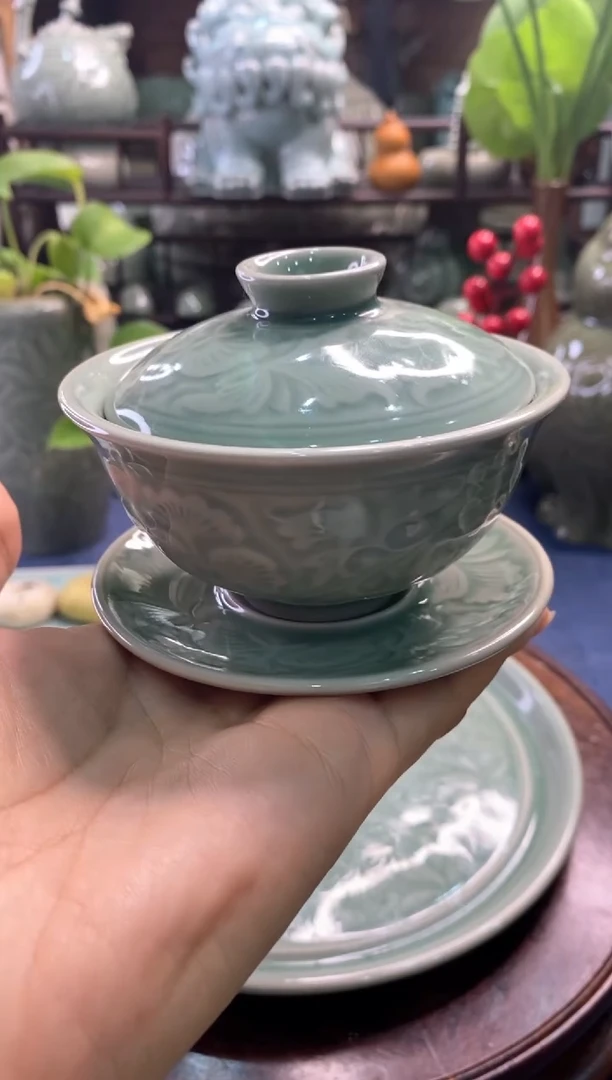 100016 瑕疵 色差 缩小盖碗三才 特价处理1只