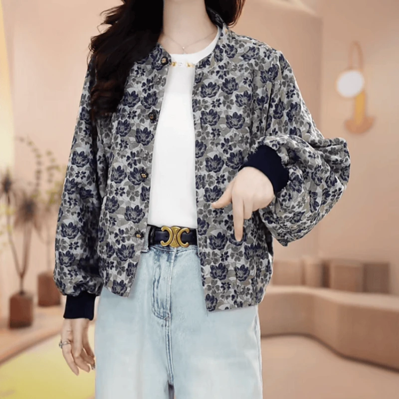 A295【短外套】2025早秋新款时尚优雅气质减龄休闲印花宽松短外套