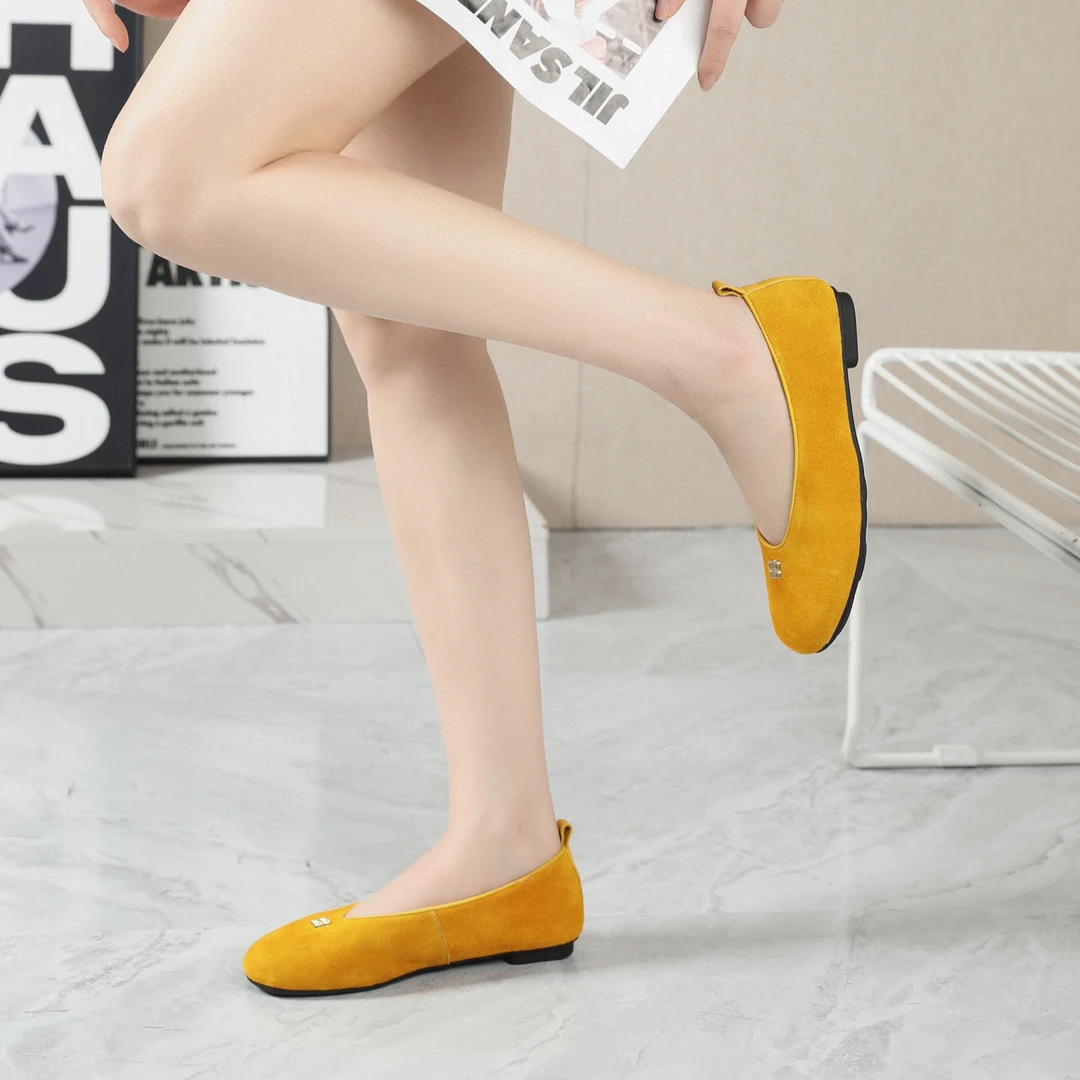 【CHUN】复古浅口单鞋反绒皮软底舒适一脚蹬休闲百搭女鞋船鞋2577