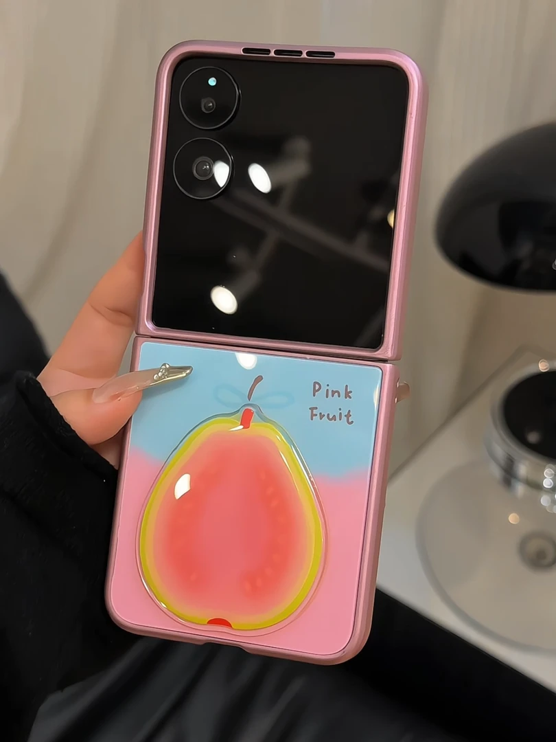 适用华为pocket手机壳小米mix玻璃p50折叠三星zflip3女蝴蝶结芭乐