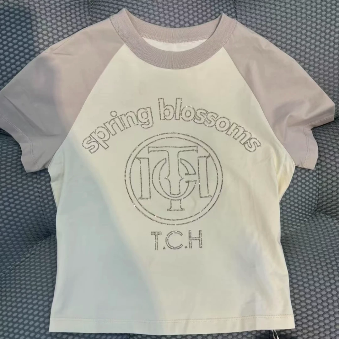 TCH轻奢烫钻工艺时尚经典短袖T恤S72B106048私服tch