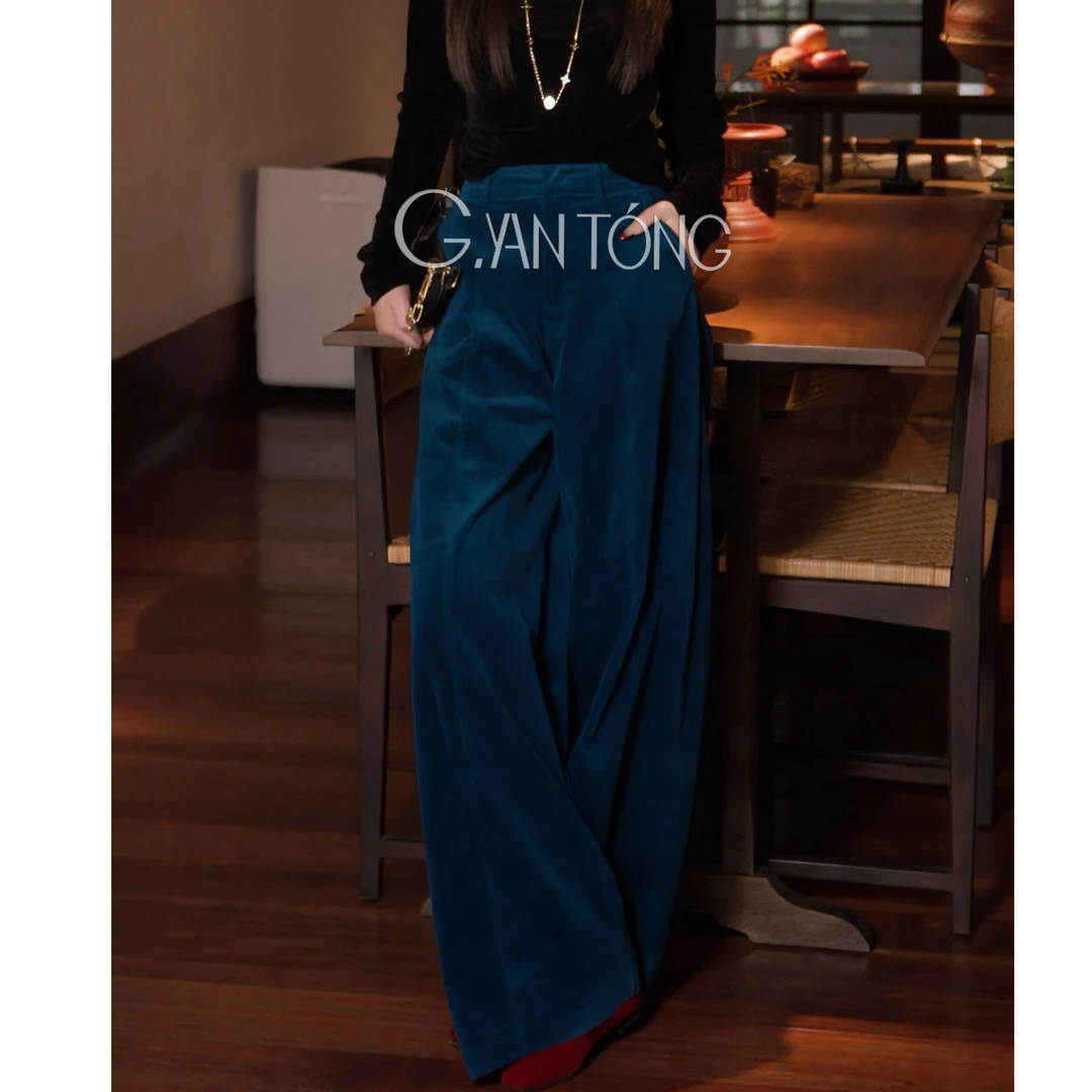 G. yantong/郭彦彤设计感灯芯绒阔腿裤休闲极简冬季保暖显瘦KZ115