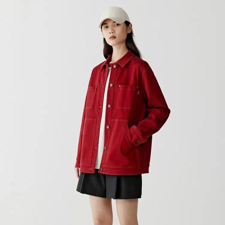 251092【小禾】女装春超弹斜纹牛仔布牛仔外套
