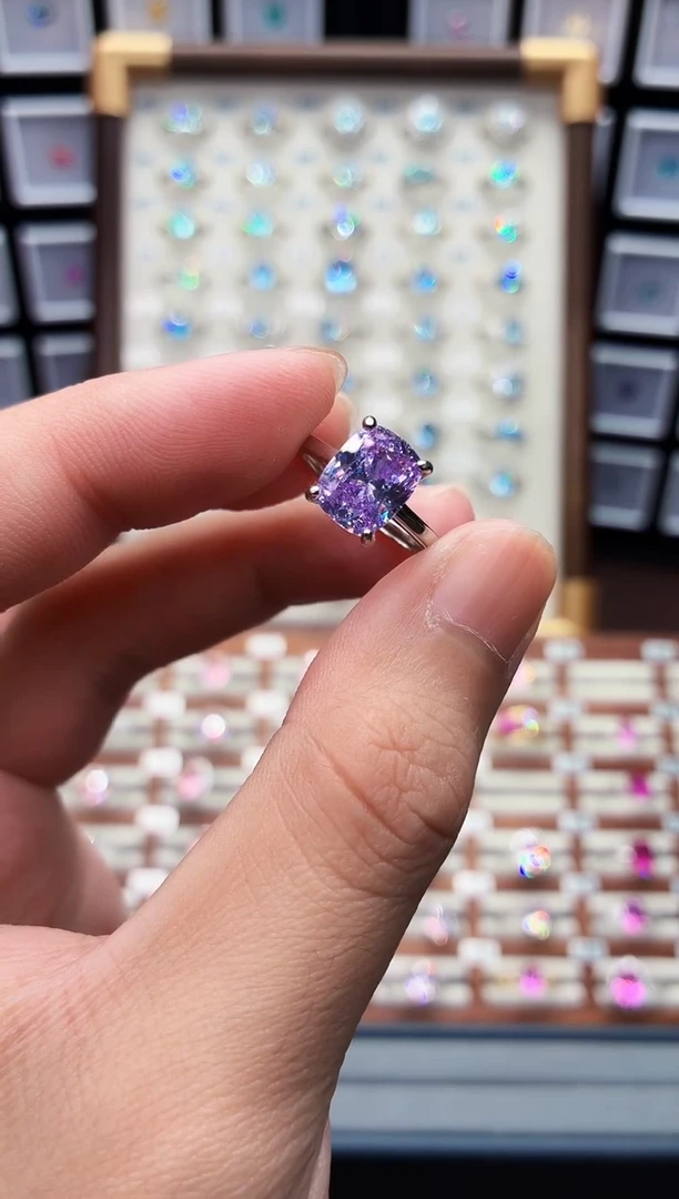 戒指彩色蓝宝石银S925镶嵌1888