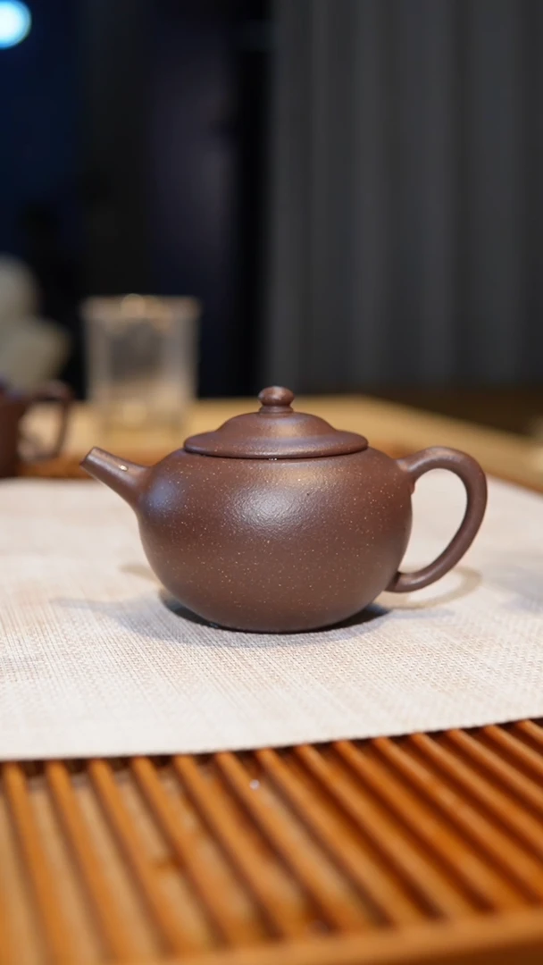 茶壶紫砂大水天青圆珠，170cc