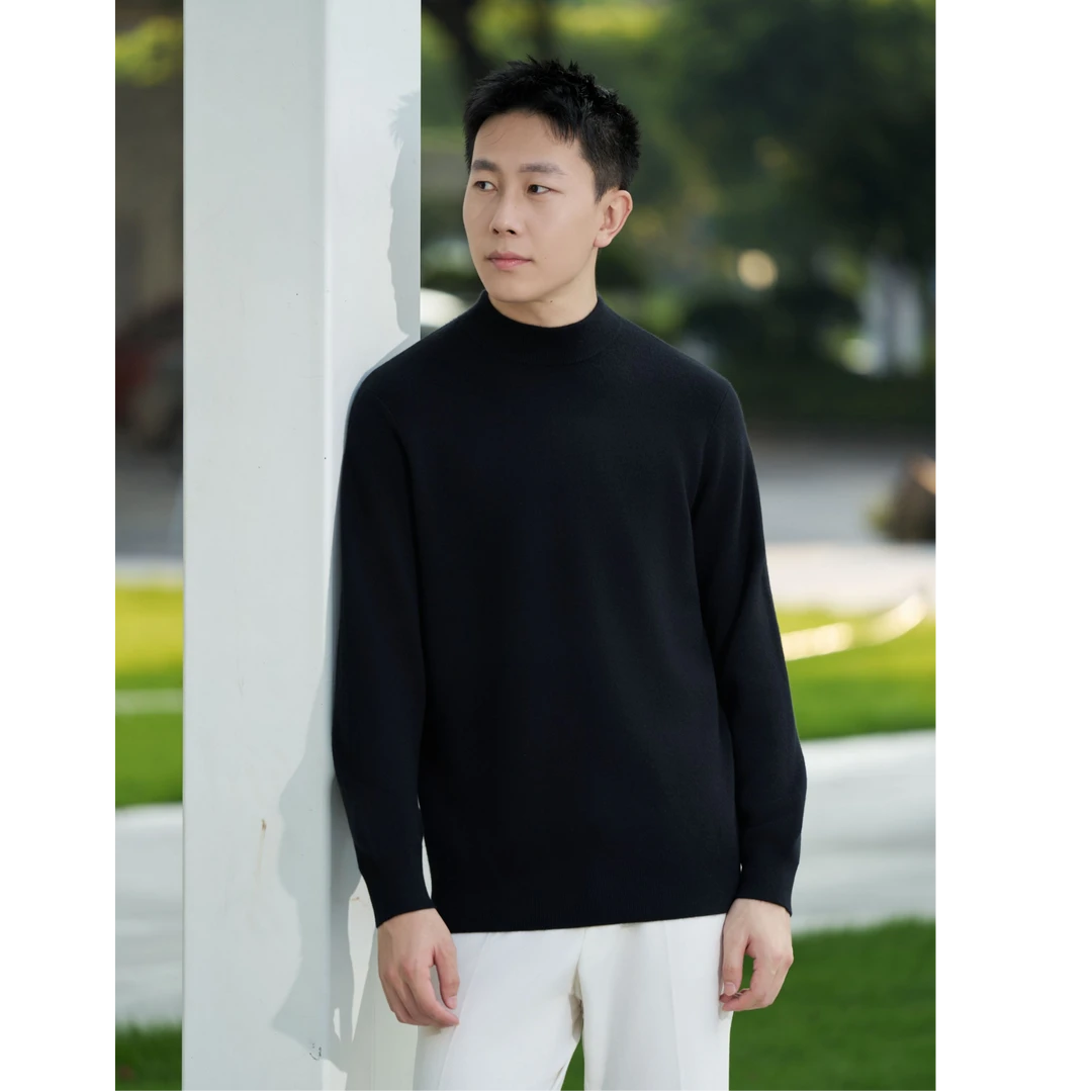 【15μm山羊绒】 阿拉善100%山羊绒 半高领26支加厚纯色保暖羊绒衫