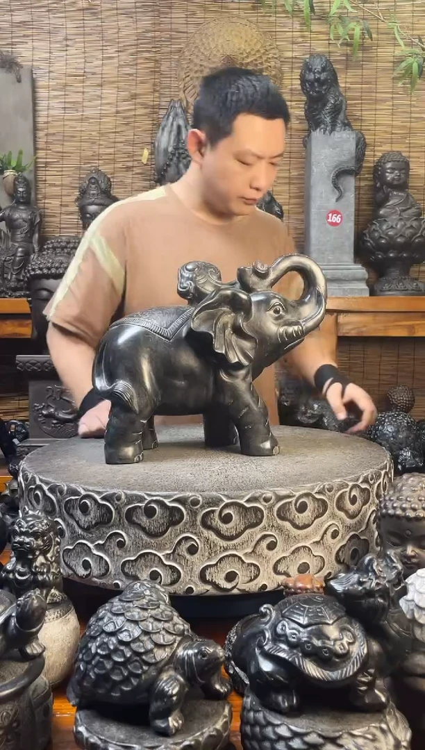 石材40大象天然青石雕刻