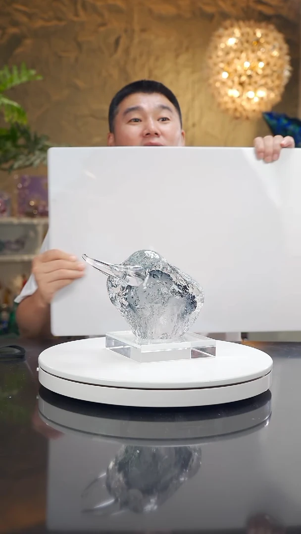 手工艺品琉璃福利灰色牛摆件