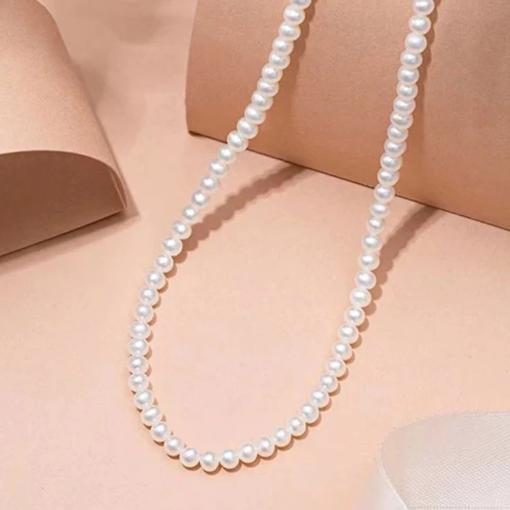 【星星宠粉】小米珠白色珍珠项链 S925银 3-4mm