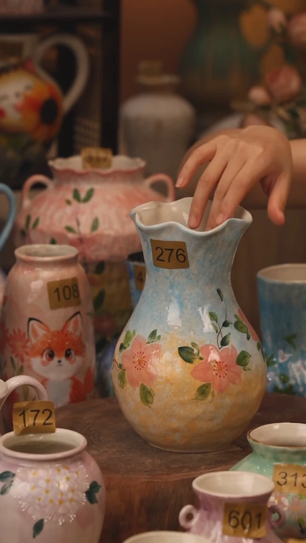 陶瓷276景德镇设计师手作花器摆件侘寂风