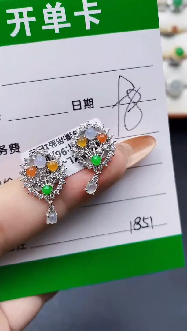 翡翠戒指银S925镶嵌1851