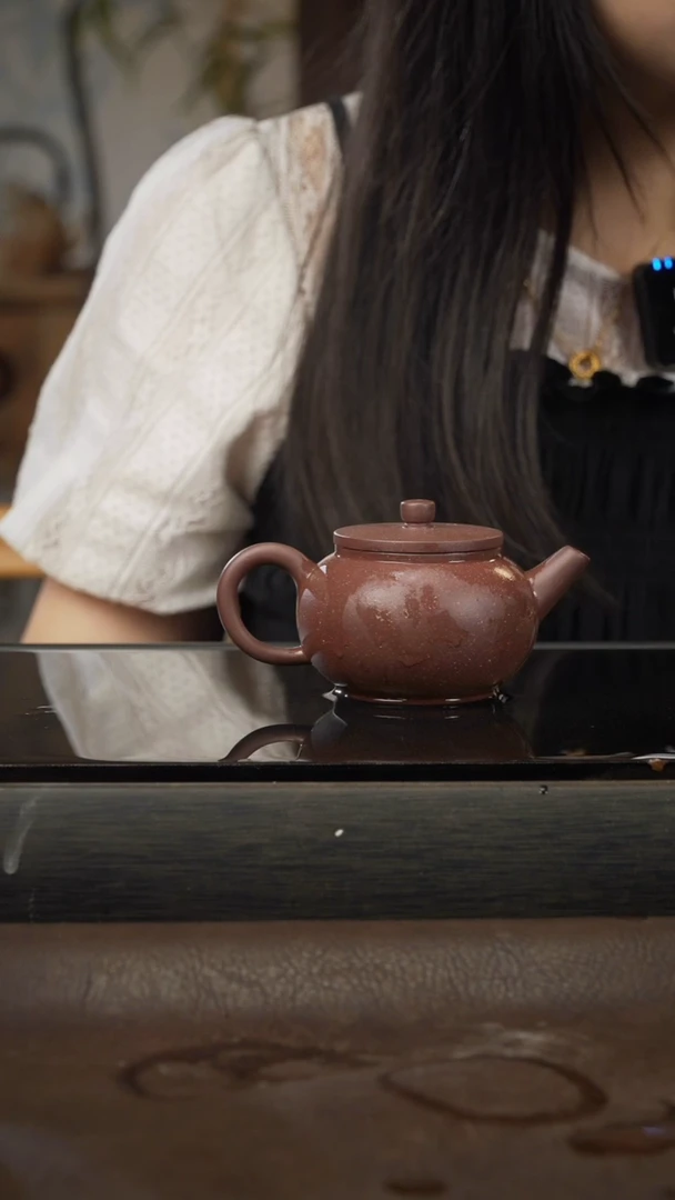 茶壶紫砂17，平盖直流，紫泥，