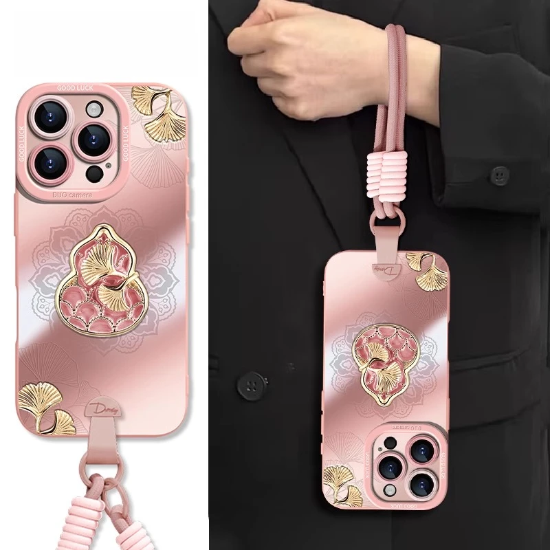 珐琅银杏葫芦适用苹果16promax手机壳iphone15pro高级感新中式14p