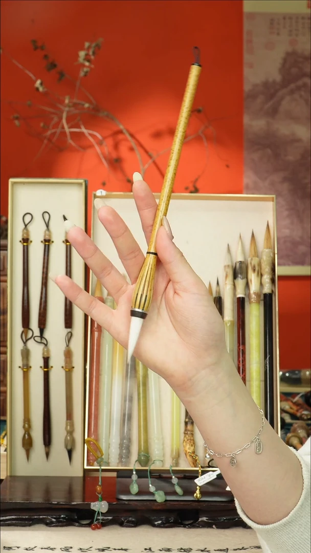 3号闪孤品高货毛笔链接 清水试笔 蘸墨不退