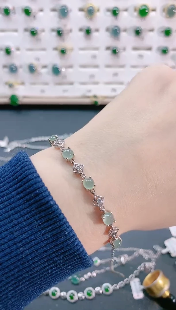 【闪购商品】翡翠手链银S925镶嵌天然翡翠