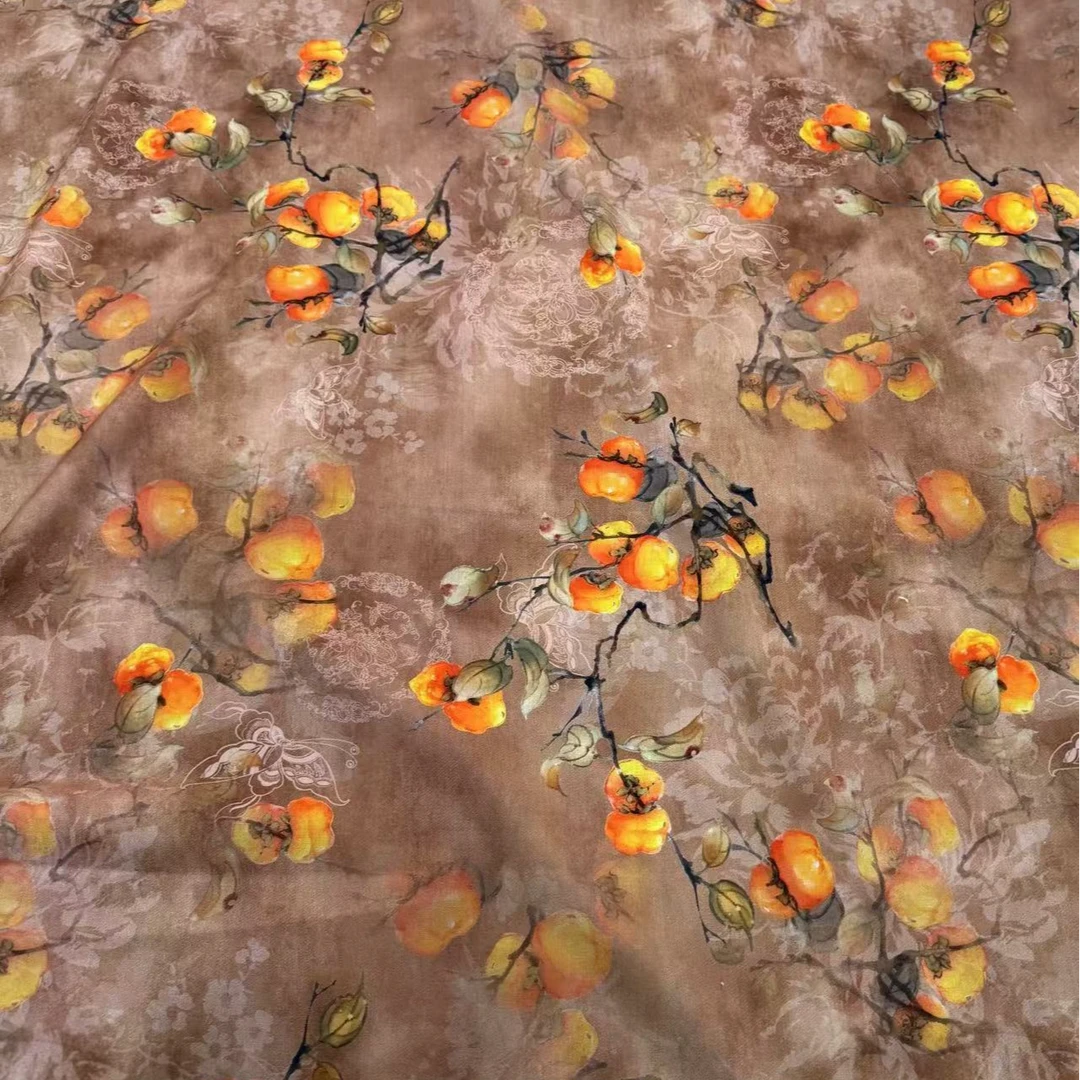 精品棉绸锦香绸 柿柿如意花型