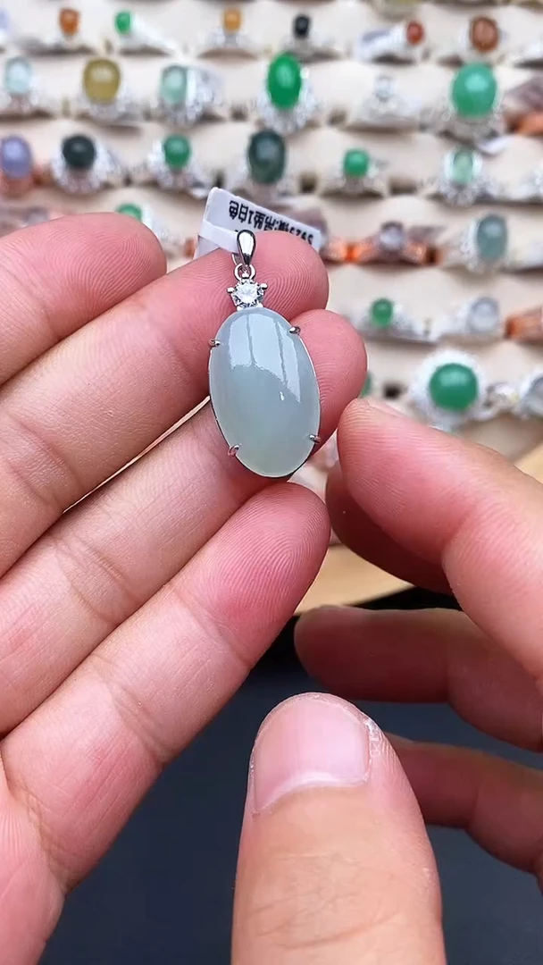 银S925镶嵌戒指翡翠天然翡翠支持复检11   2-7