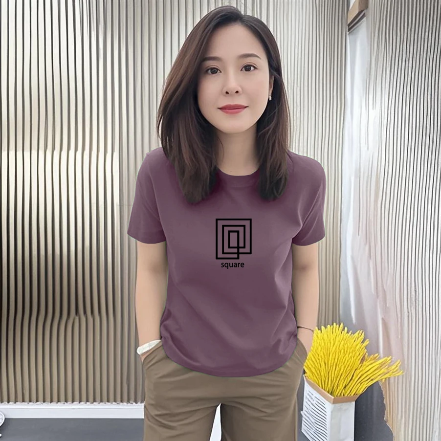 百搭显瘦宽松洋气2025新款夏季潮流减龄圆领简约短袖T恤女士上衣