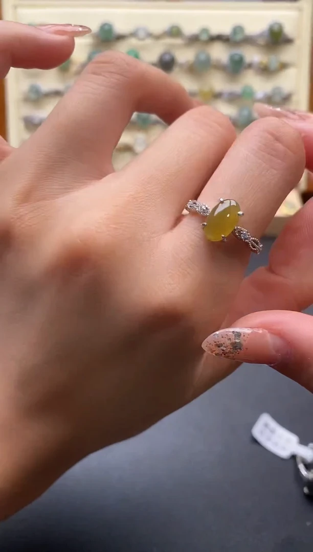 银S925镶嵌戒指翡翠6666666+8