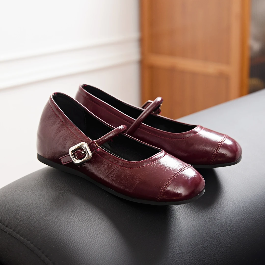 法式复古内增高玛丽珍单鞋女浅口一字带休闲软底春季豆豆奶奶鞋