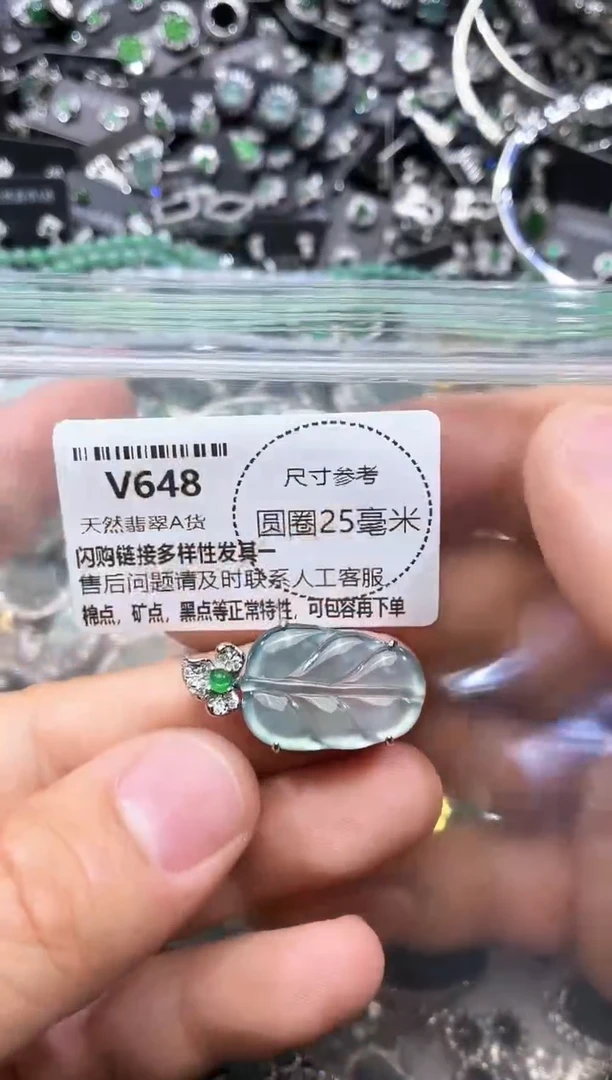 翡翠未镶嵌颈饰V648吊坠