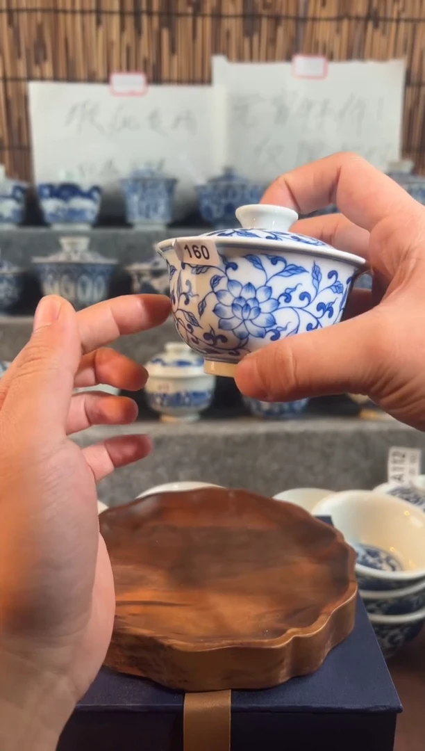 【闪购商品】160缠住了盖碗景德镇手工手绘茶具