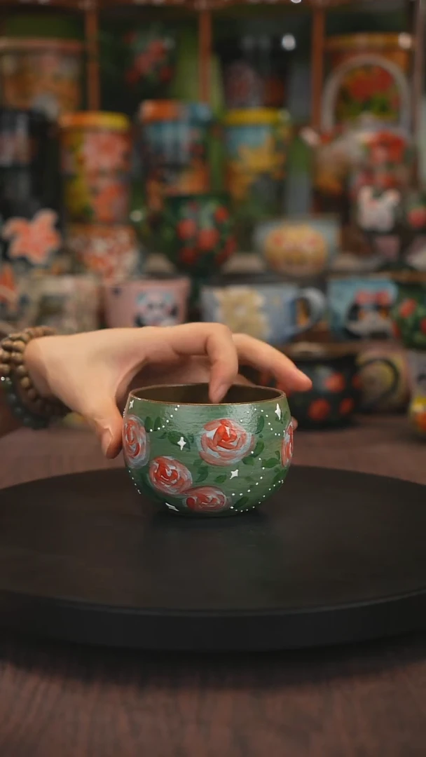 紫砂油画手绘釉下彩