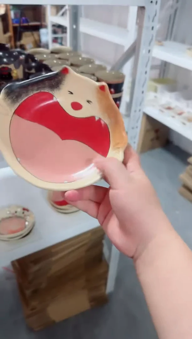 陶瓷猫咪盘子【十里高温釉下彩陶瓷】