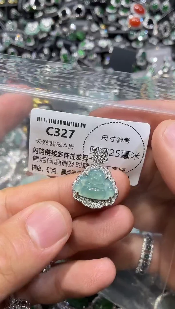 翡翠未镶嵌颈饰C327吊坠