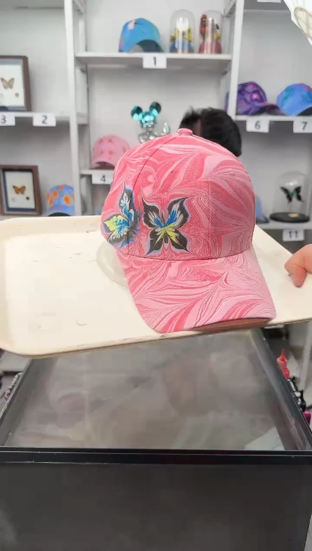 纯棉成人款双蝶水拓帽