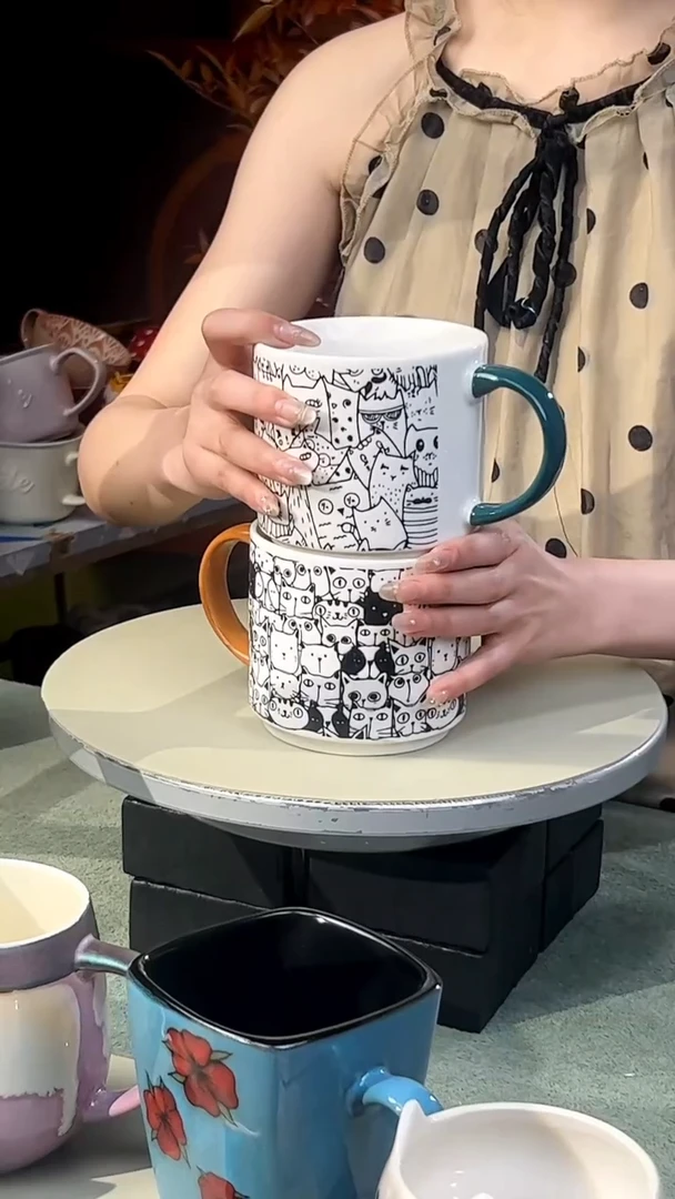 【闪购商品】满花猫咪头对杯|默认微瑕